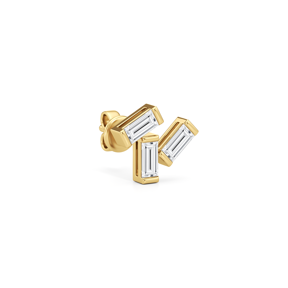The Aria Baguette Studs with 14KT Yellow Gold / Lab / 5/8 Cut Diamond in 14KT Yellow Gold / Lab / 5/8 view 5
