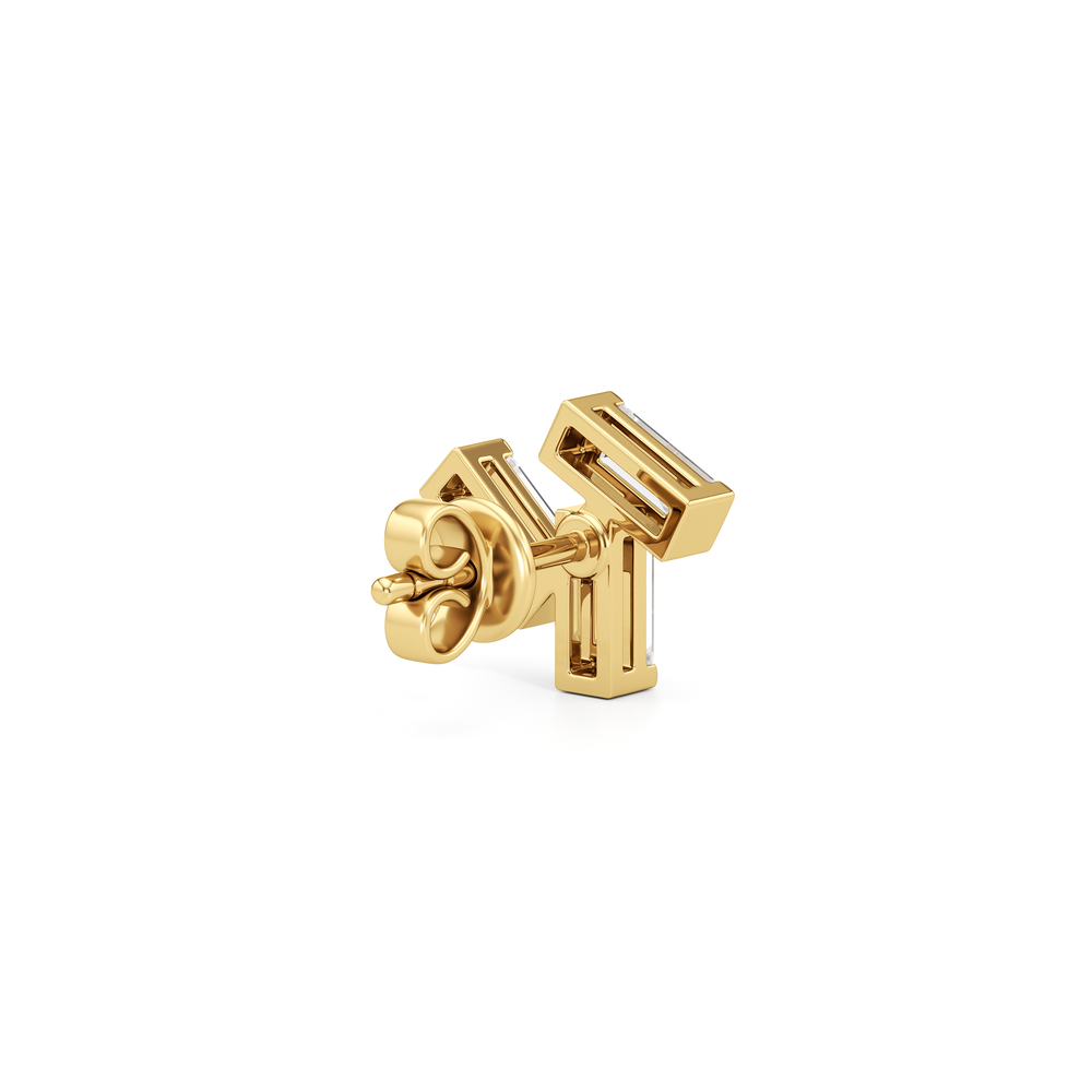 The Aria Baguette Studs with 14KT Yellow Gold / Lab / 5/8 Cut Diamond in 14KT Yellow Gold / Lab / 5/8 view 6
