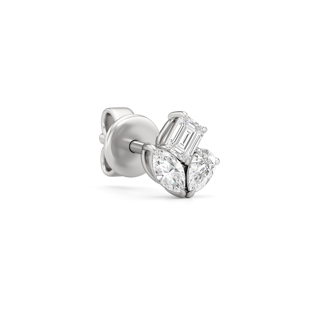 The Sloane Trilogy Studs with 14KT White Gold / Lab / 1/2 Cut Diamond in 14KT White Gold / Lab / 1/2 view 5

