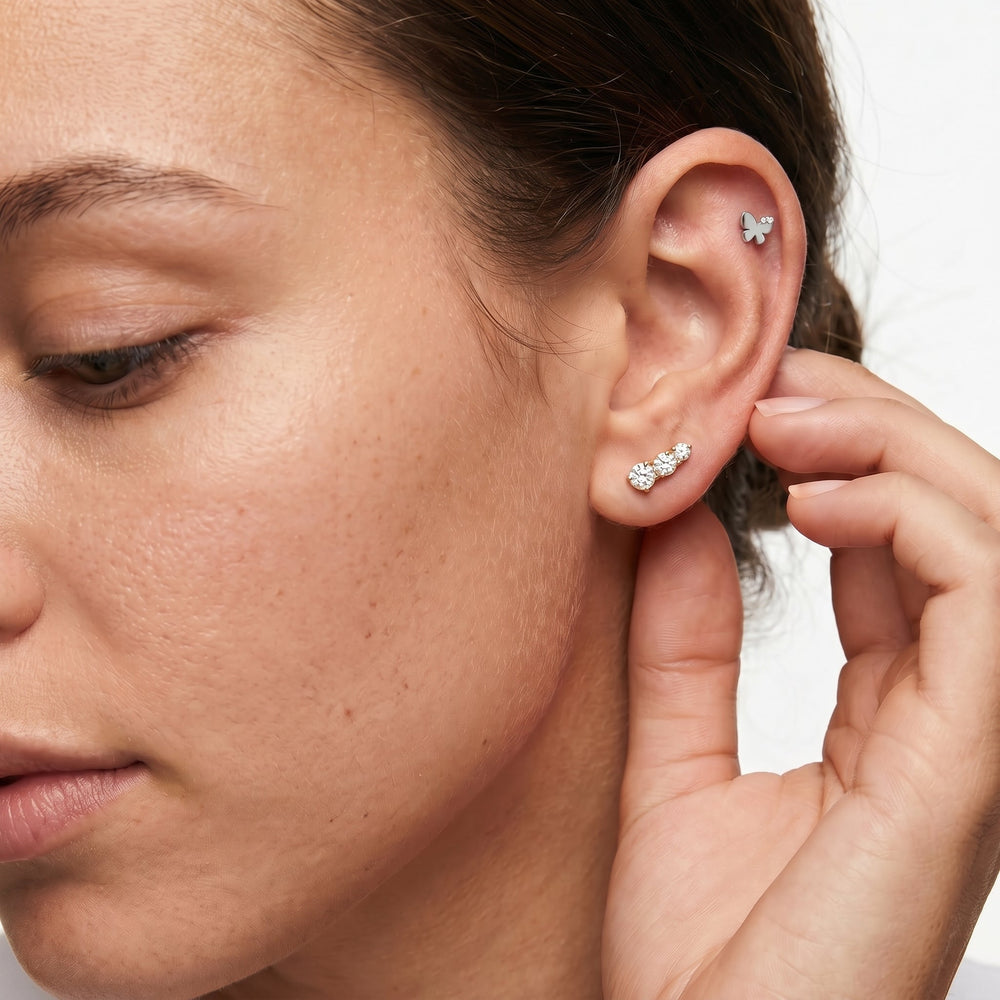 The Lila Mini Climbers with 14KT White Gold / Lab / 1/4 Cut Diamond in 14KT White Gold / Lab / 1/4 view 4
