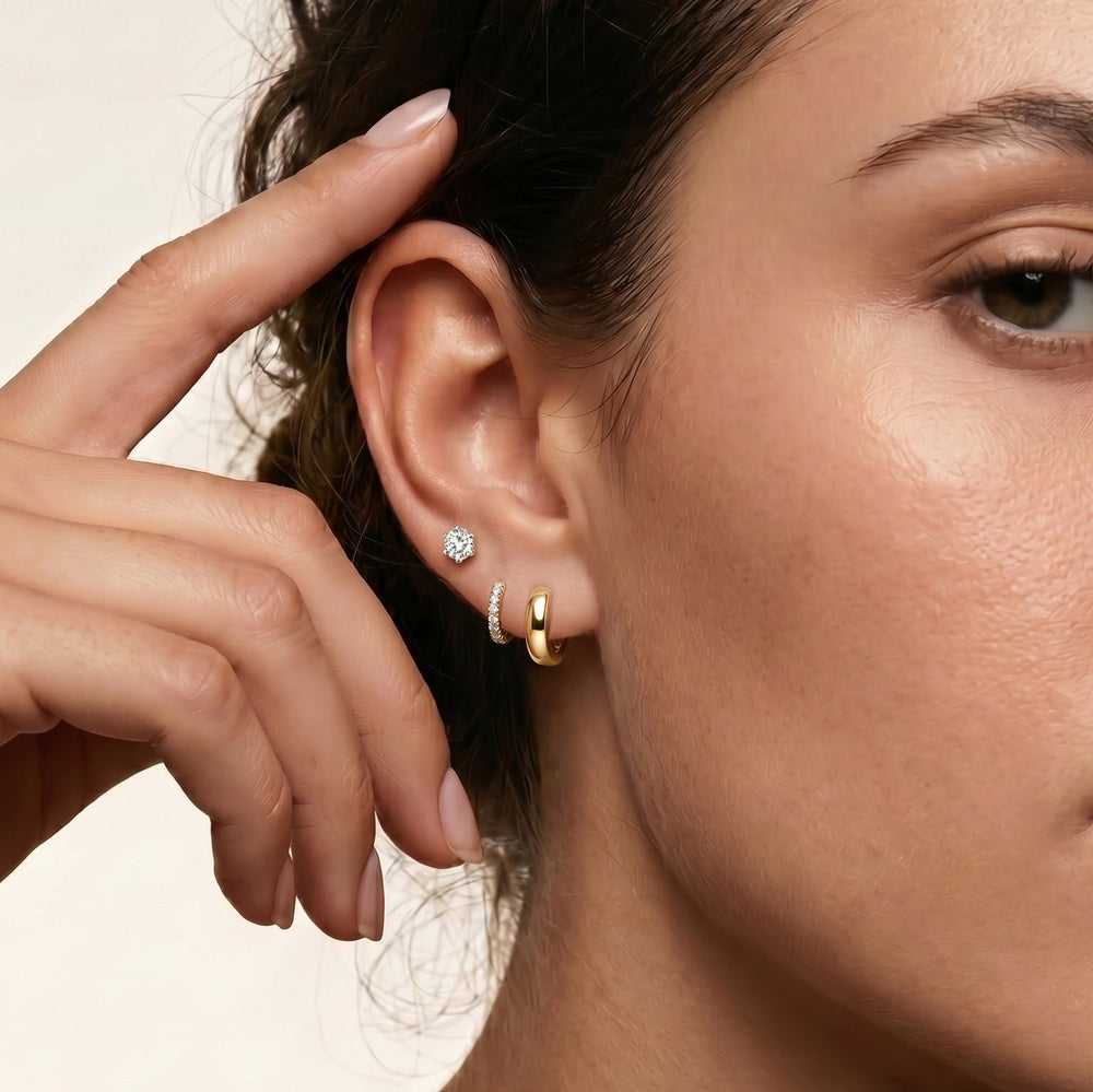 The Jenna Huggies with 14KT Yellow Gold Cut Diamond in 14KT Yellow Gold view 3
