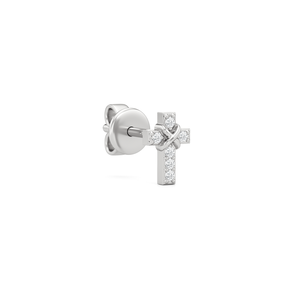 The Emilia Cross Earring with 14KT White Gold / Lab Cut Diamond in 14KT White Gold / Lab view 4
