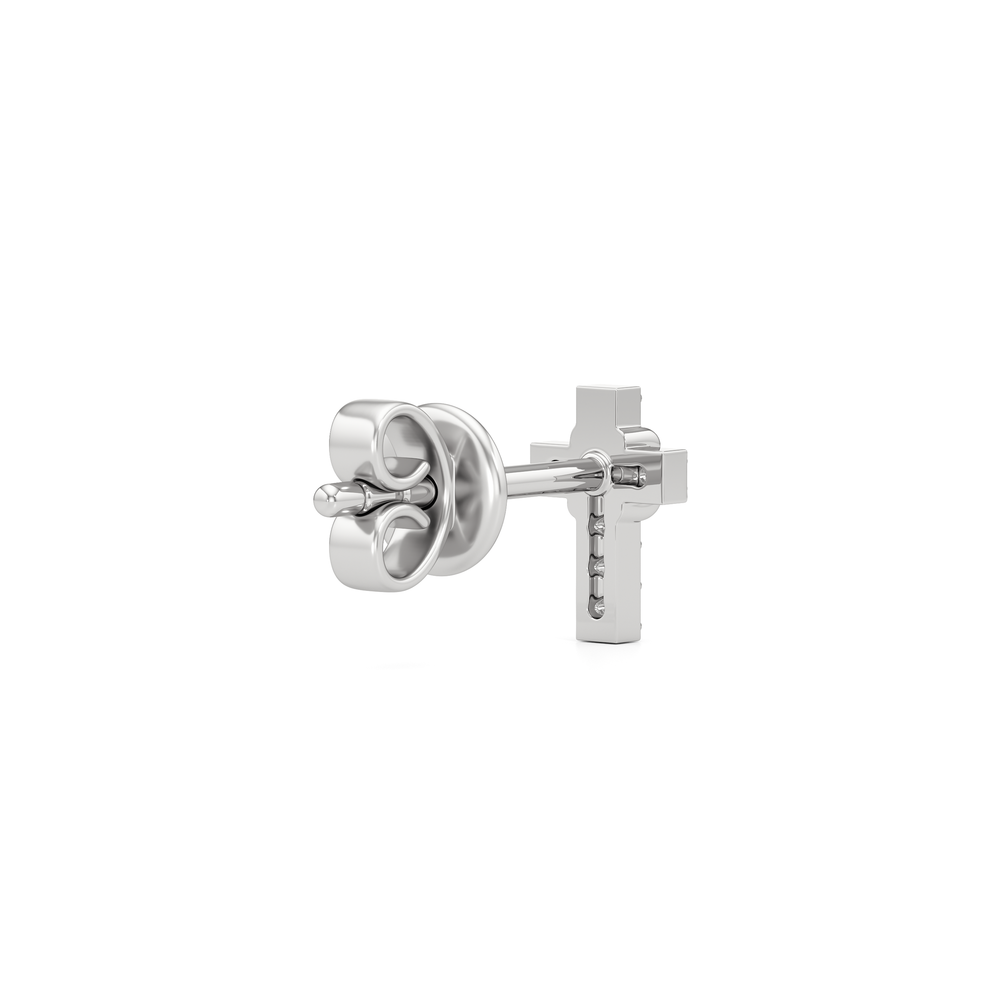 The Emilia Cross Earring with 14KT White Gold / Lab Cut Diamond in 14KT White Gold / Lab view 5
