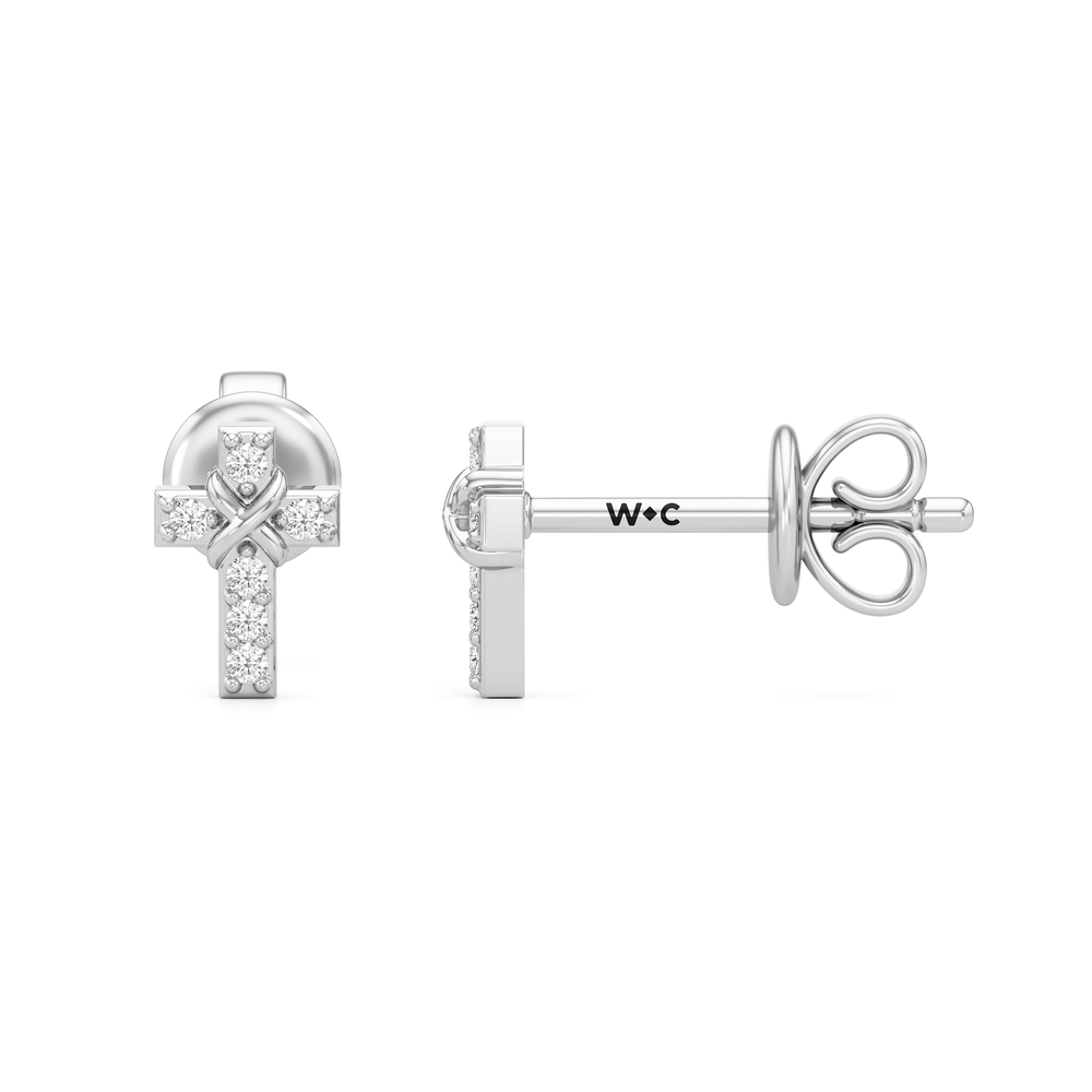 The Emilia Cross Earring with 14KT White Gold / Lab Cut Diamond in 14KT White Gold / Lab view 6
