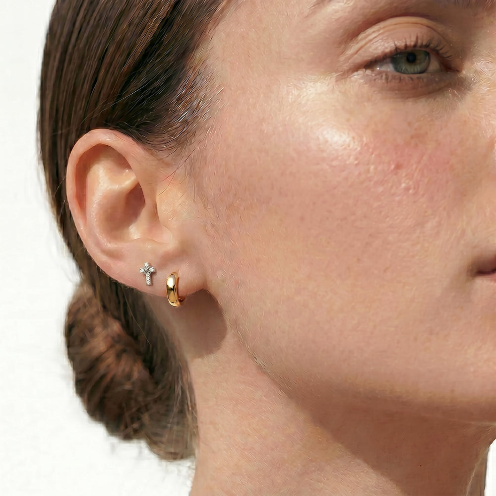 The Emilia Cross Earring with 14KT White Gold / Lab Cut Diamond in 14KT White Gold / Lab view 3
