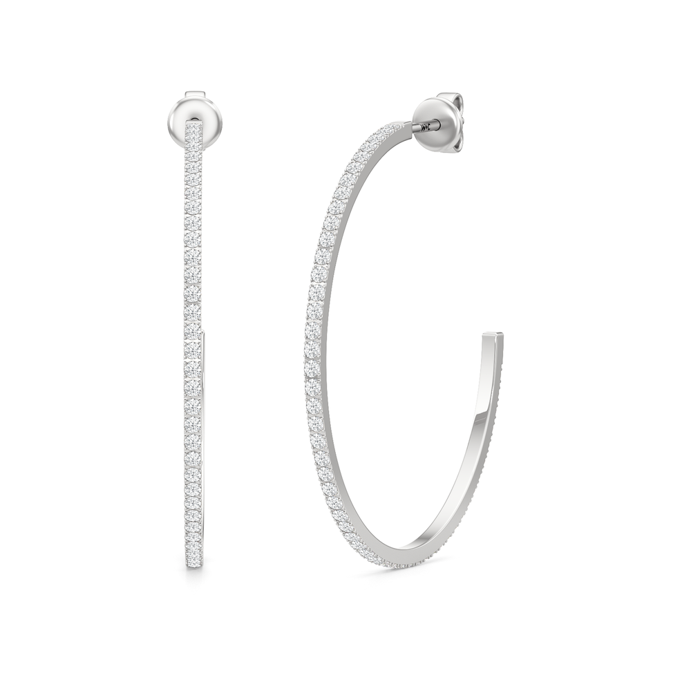 The Lana Classic Hoops with 14KT White Gold / Lab / 1 1/3 Cut Diamond in 14KT White Gold / Lab / 1 1/3 view 1
