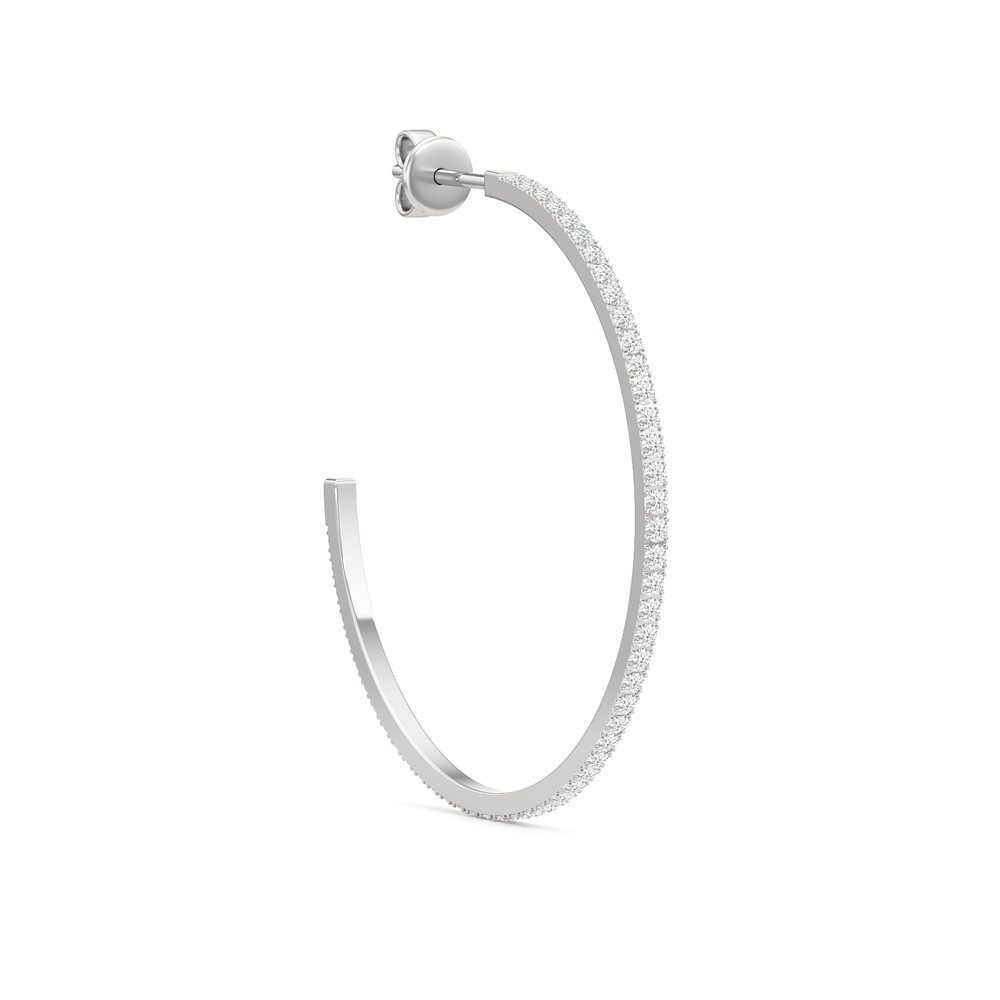 The Lana Classic Hoops with 14KT White Gold / Lab / 1 1/3 Cut Diamond in 14KT White Gold / Lab / 1 1/3 view 4
