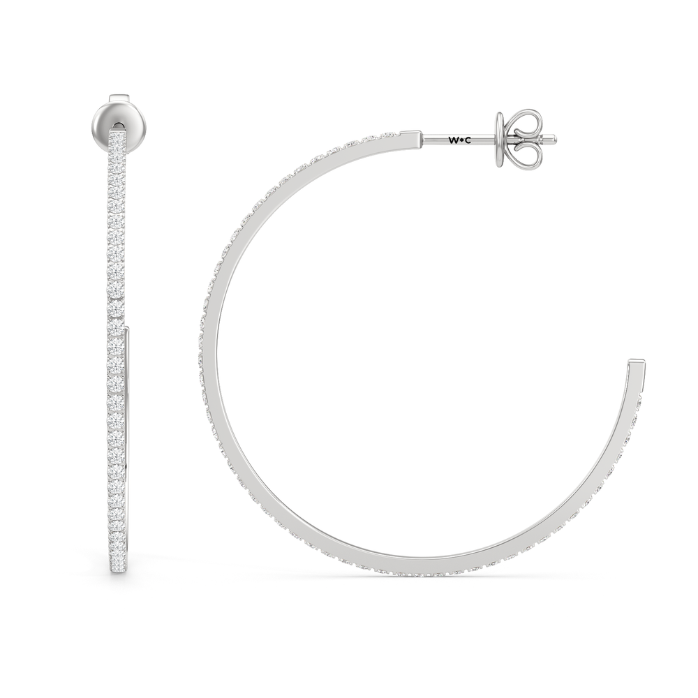 The Lana Classic Hoops with 14KT White Gold / Lab / 1 1/3 Cut Diamond in 14KT White Gold / Lab / 1 1/3 view 6
