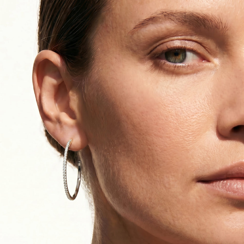 The Lana Classic Hoops with 14KT White Gold / Lab / 1 1/3 Cut Diamond in 14KT White Gold / Lab / 1 1/3 view 3
