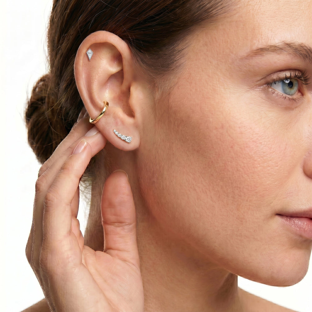 The Noelle Kite Studs with 14KT White Gold / Lab / 1/5 Cut Diamond in 14KT White Gold / Lab / 1/5 view 3
