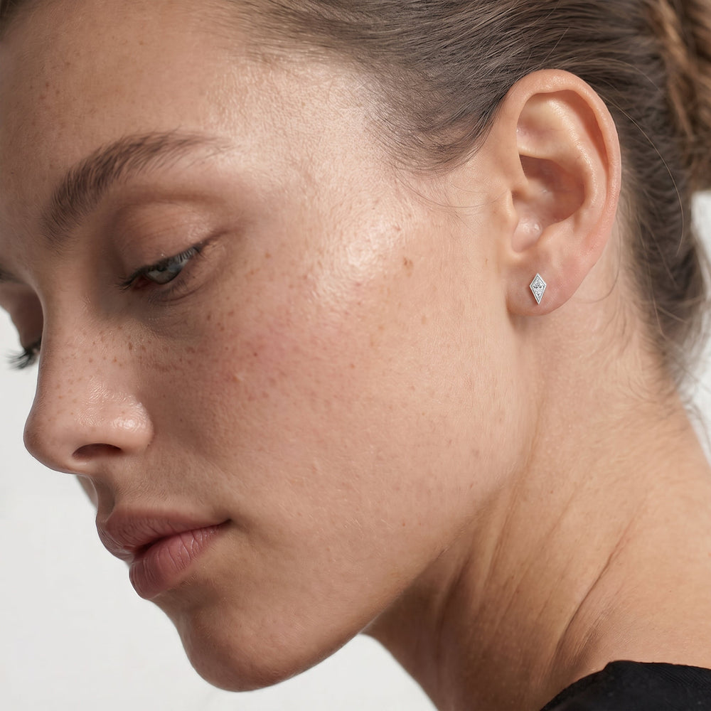 The Noelle Kite Studs with 14KT White Gold / Lab / 1/5 Cut Diamond in 14KT White Gold / Lab / 1/5 view 2
