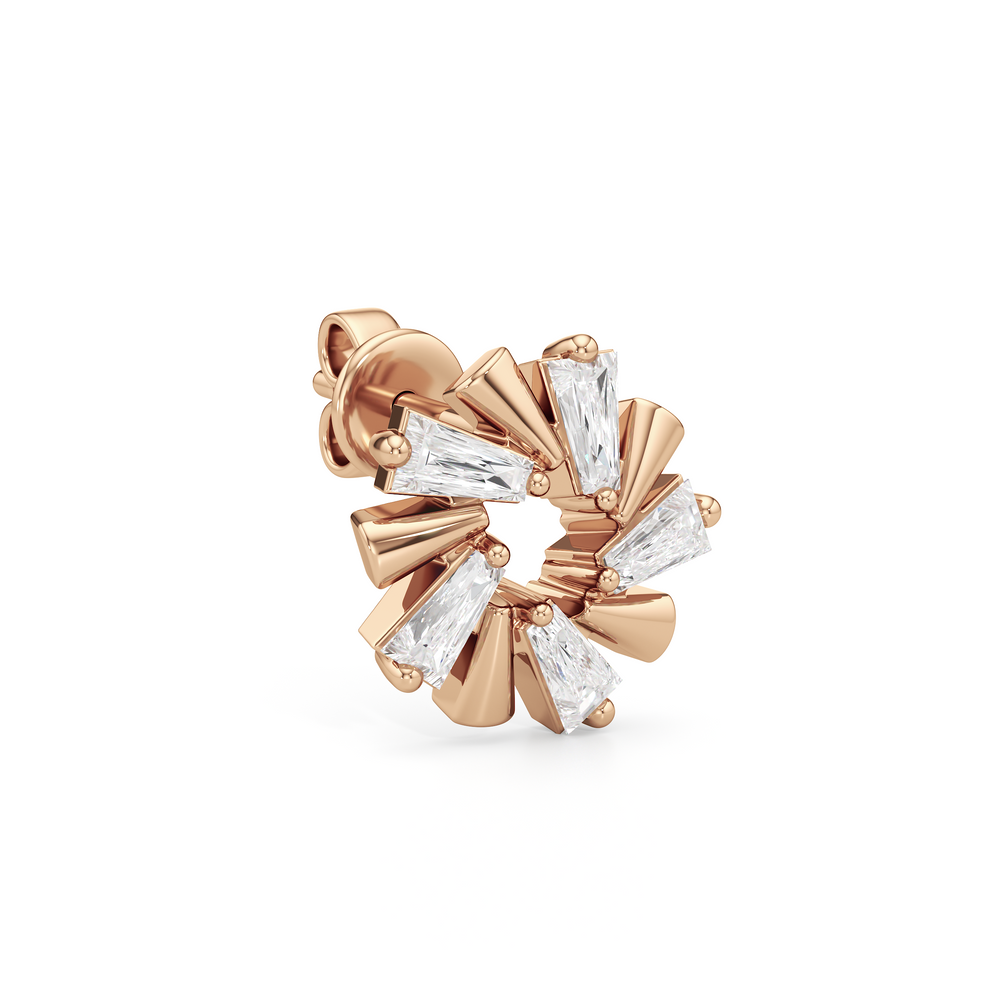 The Eloise Studs with 18K Rose Gold Vermeil / Lab / 1 Cut Diamond in 14KT 18K Rose Gold Vermeil / Lab / 1 view 4
