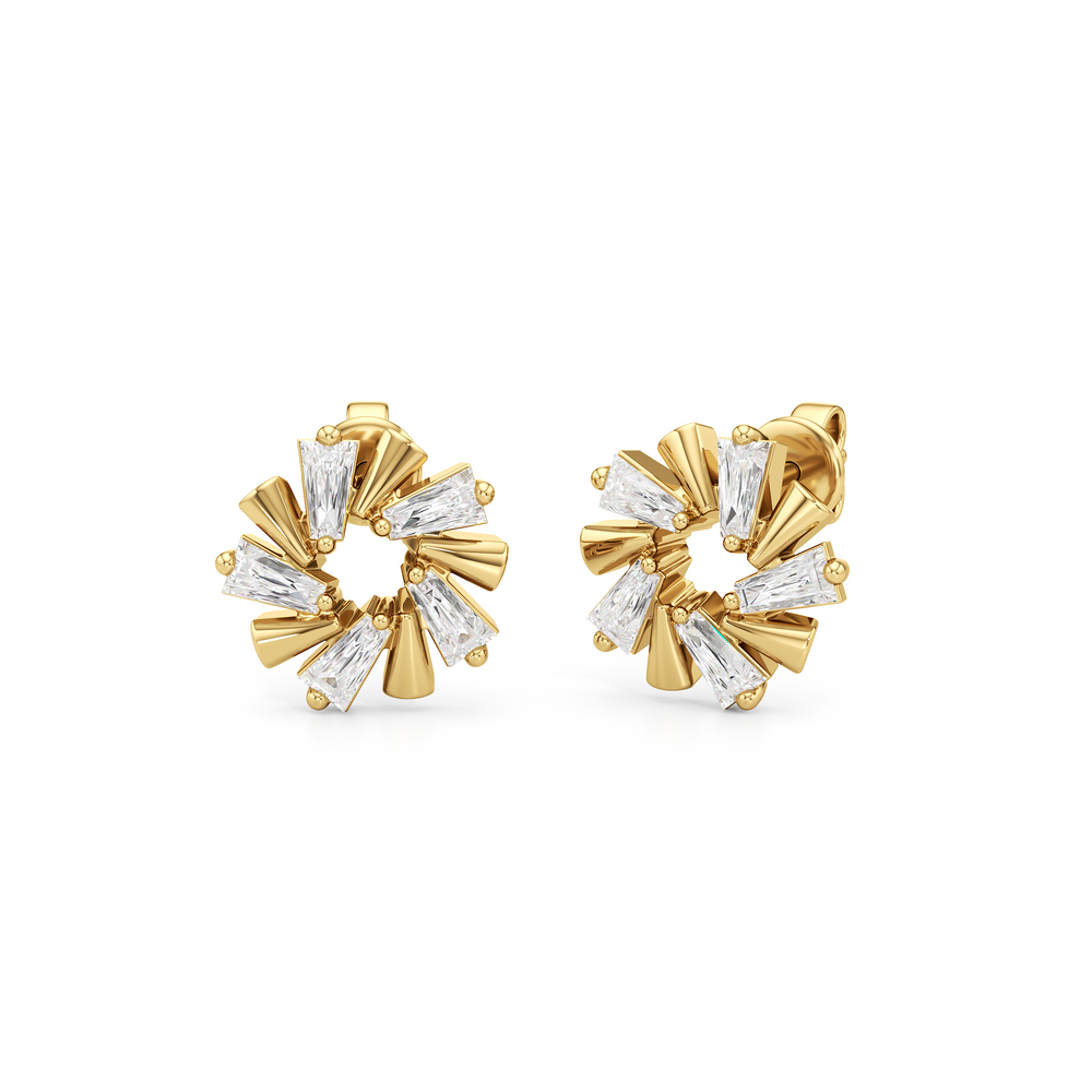 The Eloise Studs with 18K Yellow Gold Vermeil / Lab / 1 Cut Diamond in 14KT 18K Yellow Gold Vermeil / Lab / 1 view 1
