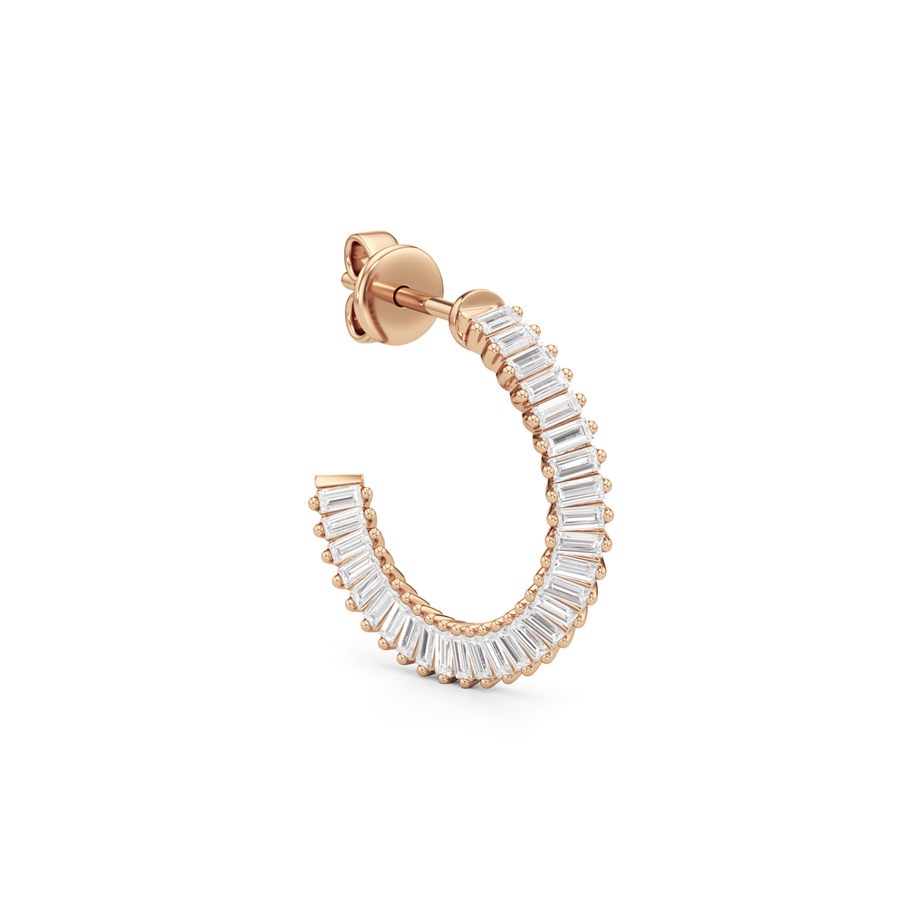 The Caroline Hoops with 18K Rose Gold Vermeil / Lab / 3/4 Cut Diamond in 14KT 18K Rose Gold Vermeil / Lab / 3/4 view 4
