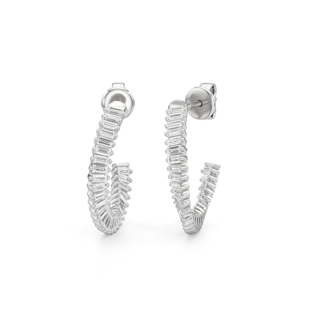 The Caroline Hoops with Sterling Silver / Lab / 3/4 Cut Diamond in 14KT Sterling Silver / Lab / 3/4 view 1
