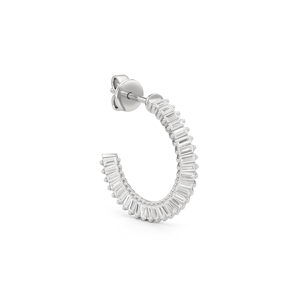 The Caroline Hoops with Sterling Silver / Lab / 3/4 Cut Diamond in 14KT Sterling Silver / Lab / 3/4 view 4
