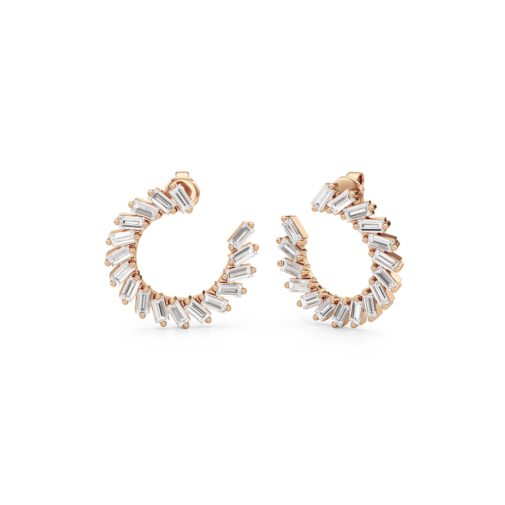 The June Hoops with 18K Rose Gold Vermeil / Lab / 2 Cut Diamond in 14KT 18K Rose Gold Vermeil / Lab / 2 view 1
