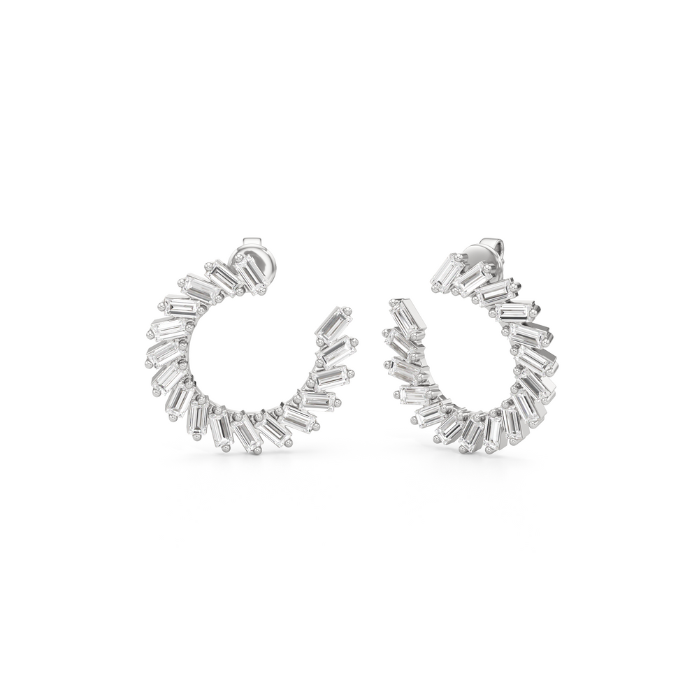 The June Hoops with Sterling Silver / Lab / 2 Cut Diamond in 14KT Sterling Silver / Lab / 2 view 1
