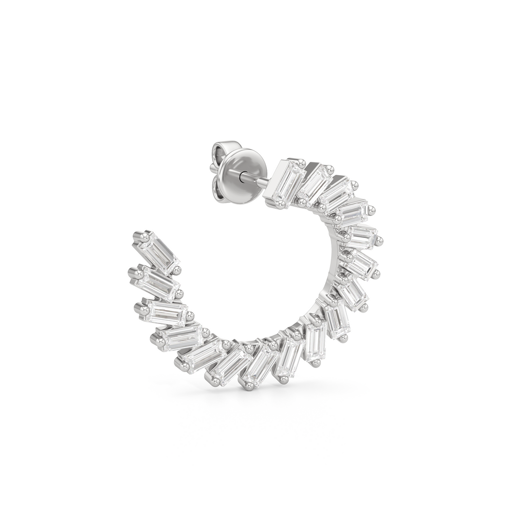 The June Hoops with Sterling Silver / Lab / 2 Cut Diamond in 14KT Sterling Silver / Lab / 2 view 4
