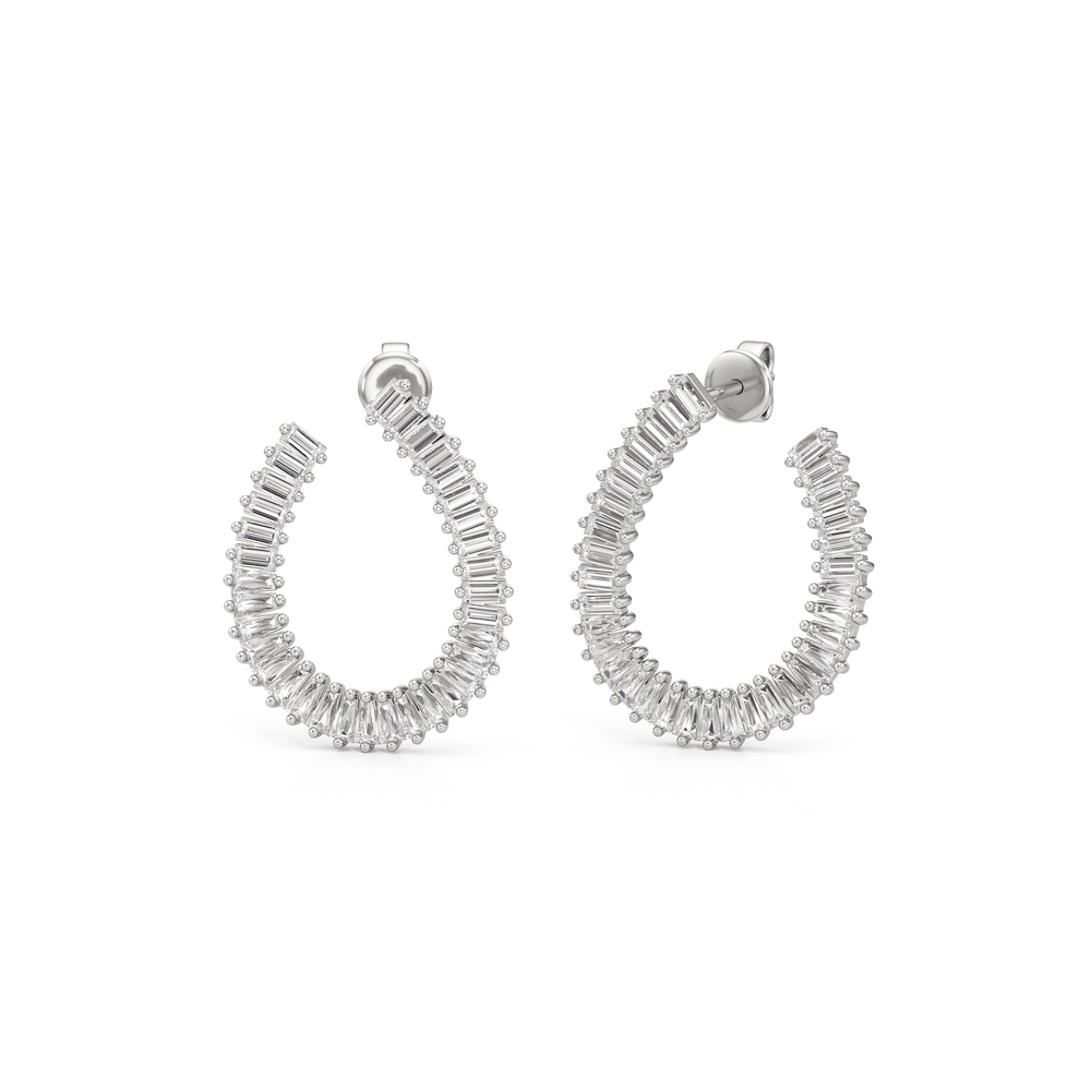 The Iris Hoops with Sterling Silver / Lab / 2 Cut Diamond in 14KT Sterling Silver / Lab / 2 view 1
