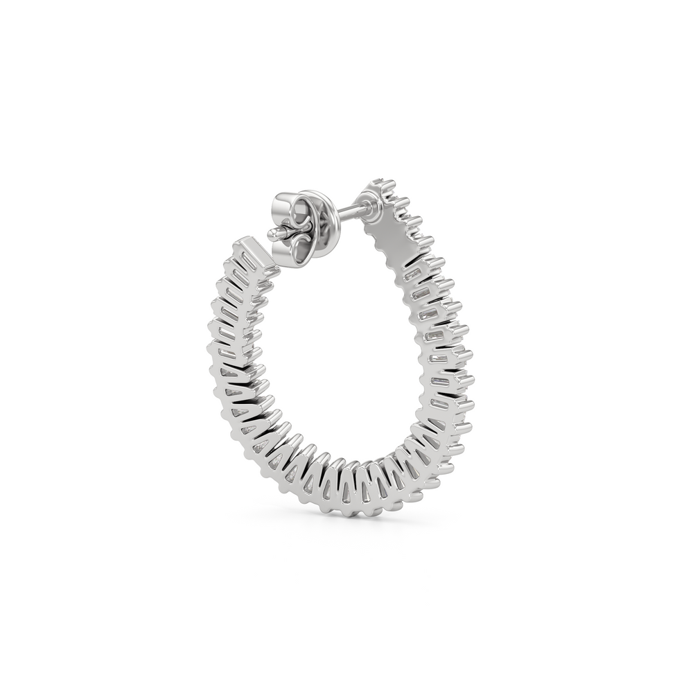 The Iris Hoops with Sterling Silver / Lab / 2 Cut Diamond in 14KT Sterling Silver / Lab / 2 view 5
