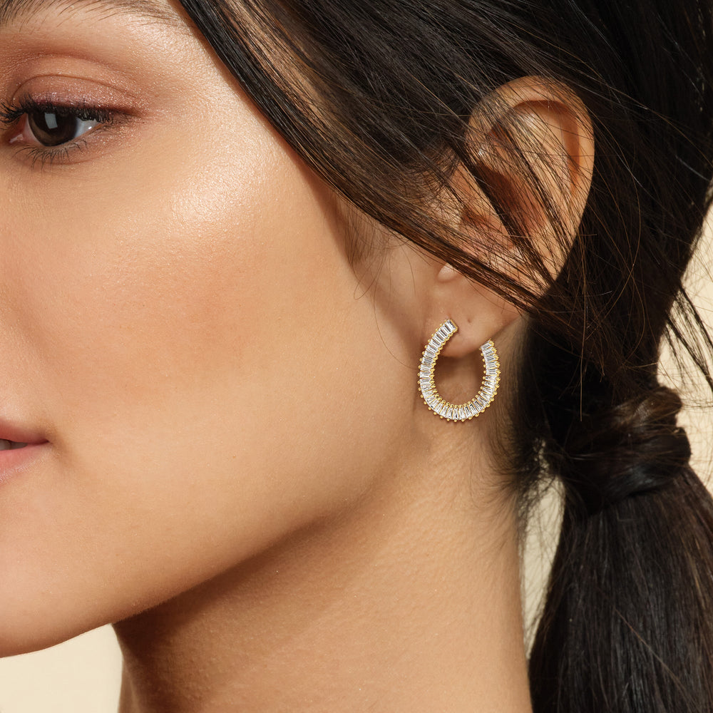 The Iris Hoops with 18K Rose Gold Vermeil / Lab / 2 Cut Diamond in 14KT 18K Rose Gold Vermeil / Lab / 2 view 2

