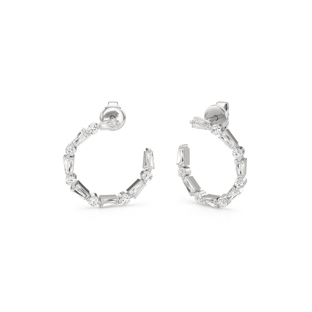 The Juliet Hoops with Sterling Silver / Lab / 1 Cut Diamond in 14KT Sterling Silver / Lab / 1 view 1
