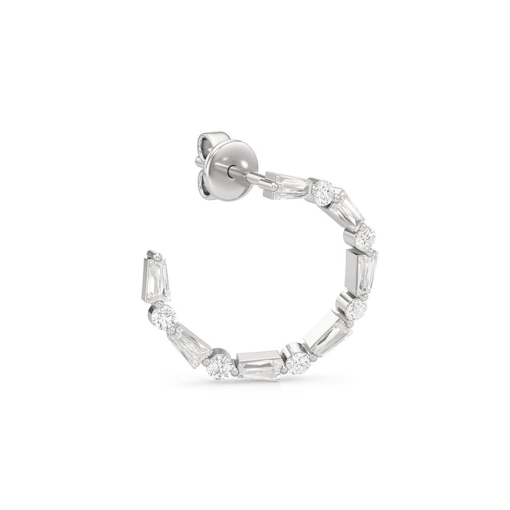 The Juliet Hoops with Sterling Silver / Lab / 1 Cut Diamond in 14KT Sterling Silver / Lab / 1 view 4
