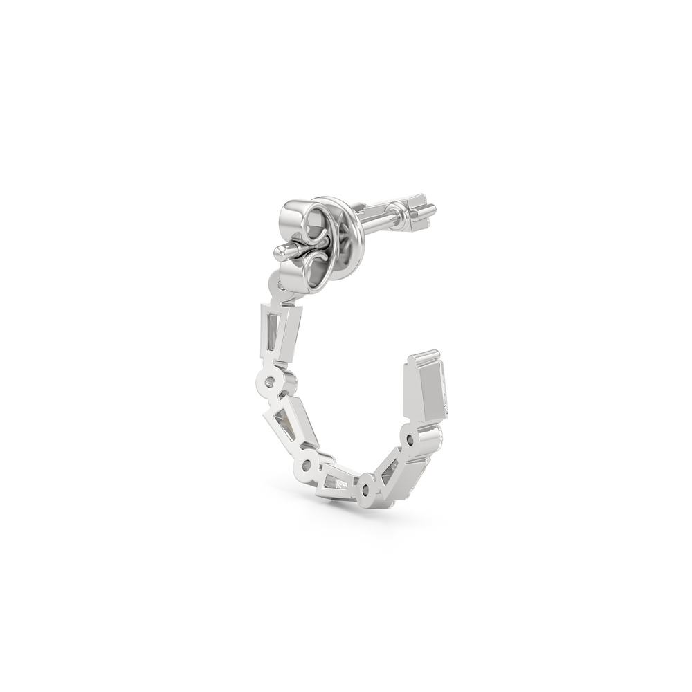 The Juliet Hoops with Sterling Silver / Lab / 1 Cut Diamond in 14KT Sterling Silver / Lab / 1 view 5
