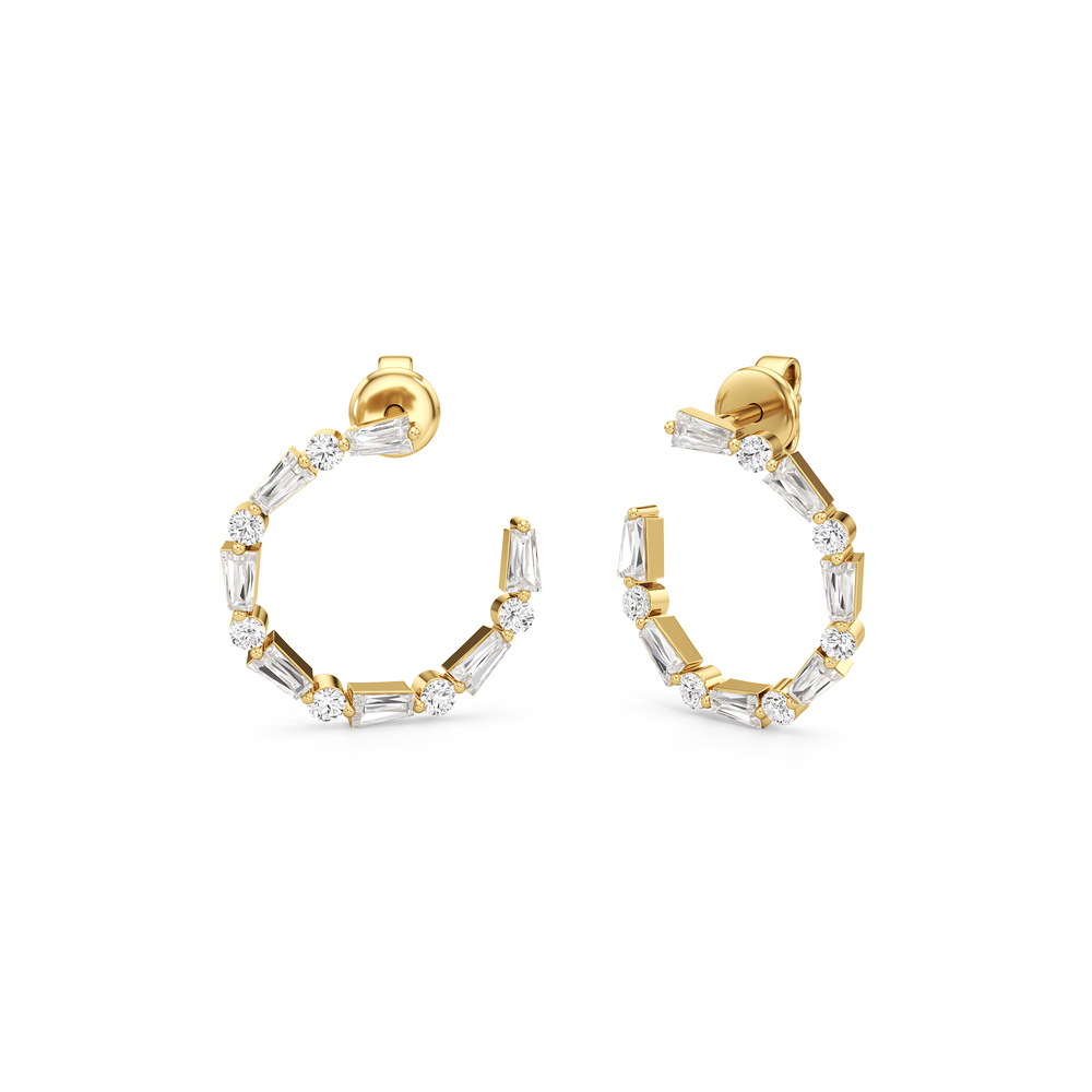 The Juliet Hoops with 18K Yellow Gold Vermeil / Lab / 1 Cut Diamond in 14KT 18K Yellow Gold Vermeil / Lab / 1 view 1
