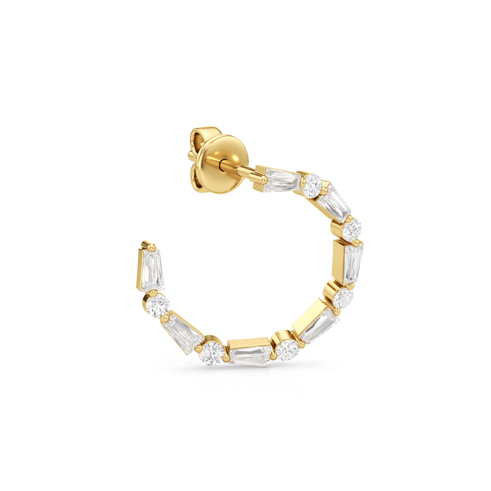 The Juliet Hoops with 18K Yellow Gold Vermeil / Lab / 1 Cut Diamond in 14KT 18K Yellow Gold Vermeil / Lab / 1 view 4
