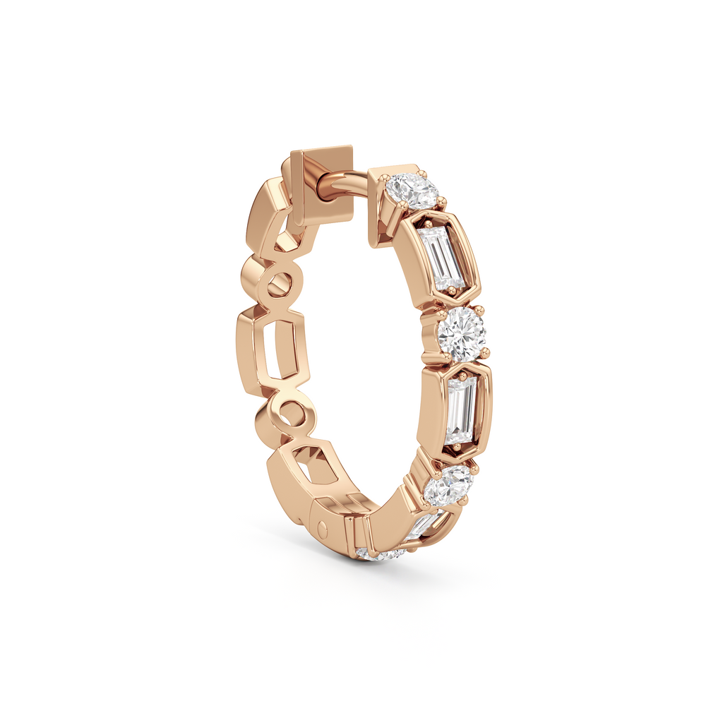 The Amelia Hoops with 18K Rose Gold Vermeil / Lab / 1/2 Cut Diamond in 14KT 18K Rose Gold Vermeil / Lab / 1/2 view 4
