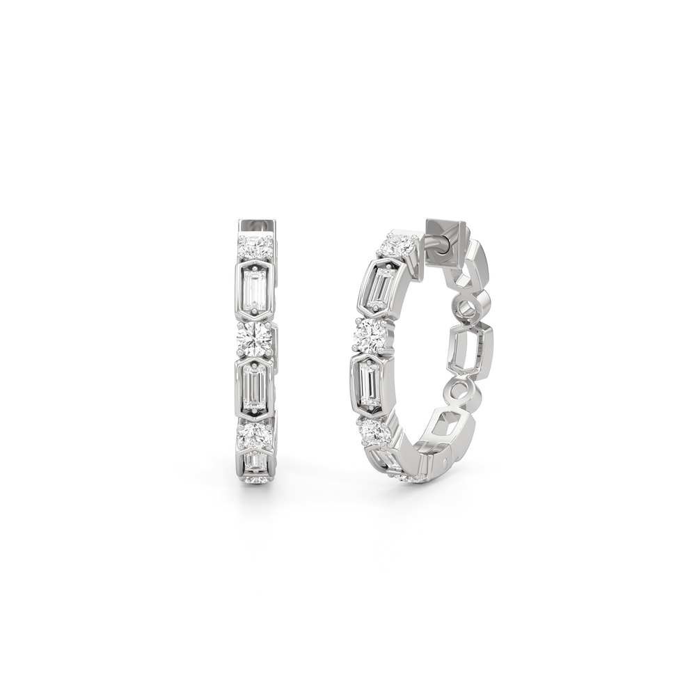 The Amelia Hoops with Sterling Silver / Lab / 1/2 Cut Diamond in 14KT Sterling Silver / Lab / 1/2 view 1
