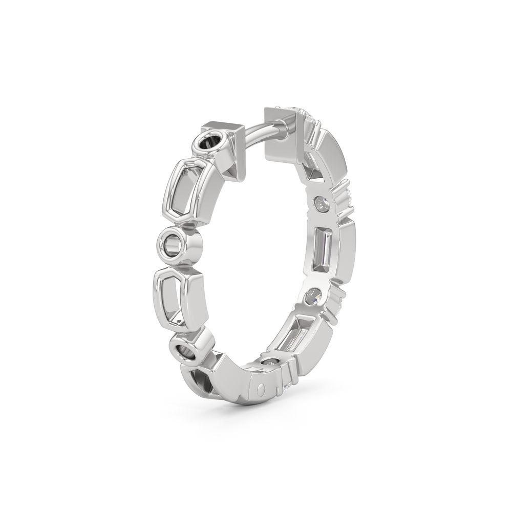The Amelia Hoops with Sterling Silver / Lab / 1/2 Cut Diamond in 14KT Sterling Silver / Lab / 1/2 view 5
