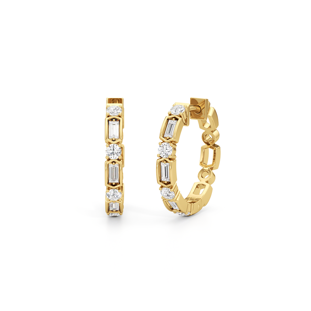 The Amelia Hoops with 18K Yellow Gold Vermeil / Lab / 1/2 Cut Diamond in 14KT 18K Yellow Gold Vermeil / Lab / 1/2 view 1
