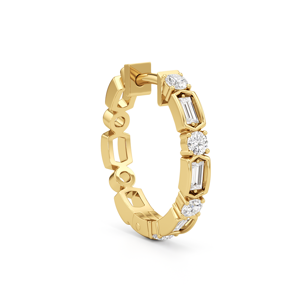 The Amelia Hoops with 18K Yellow Gold Vermeil / Lab / 1/2 Cut Diamond in 14KT 18K Yellow Gold Vermeil / Lab / 1/2 view 4
