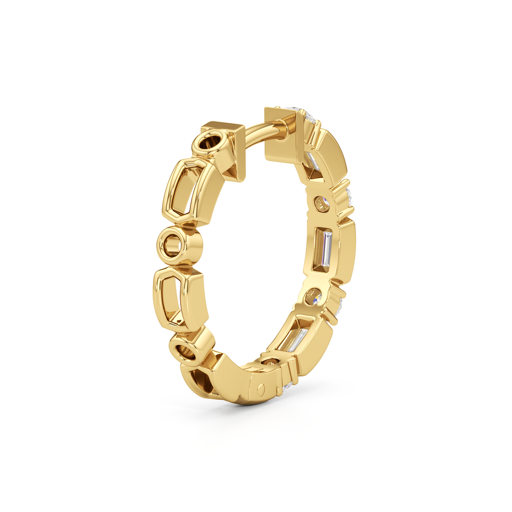 The Amelia Hoops with 18K Yellow Gold Vermeil / Lab / 1/2 Cut Diamond in 14KT 18K Yellow Gold Vermeil / Lab / 1/2 view 5
