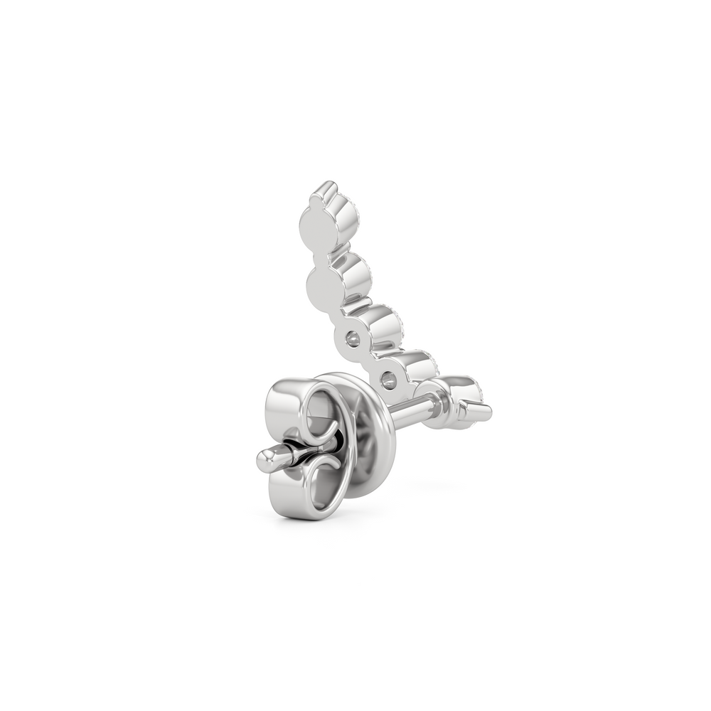 Curved Trail Diamond Climber Earrings with 14KT White Gold / Right Cut Diamond in 14KT White Gold / Right view 5
