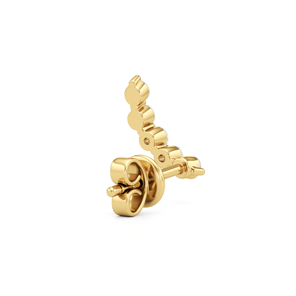 Curved Trail Diamond Climber Earrings with 14KT Yellow Gold / Right Cut Diamond in 14KT Yellow Gold / Right view 5
