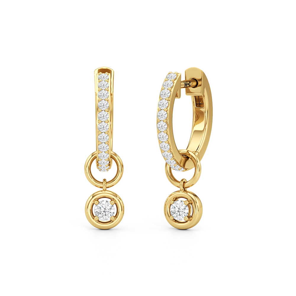 The Leni Drop Huggies with 18K Yellow Gold Vermeil / Lab / 1/4 Cut Diamond in 14KT 18K Yellow Gold Vermeil / Lab / 1/4 view 1
