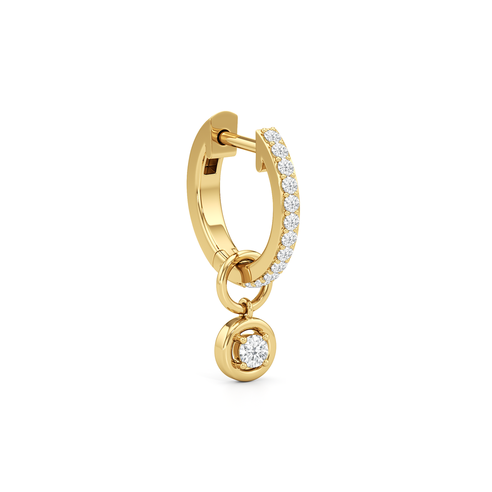 The Leni Drop Huggies with 18K Yellow Gold Vermeil / Lab / 1/4 Cut Diamond in 14KT 18K Yellow Gold Vermeil / Lab / 1/4 view 4

