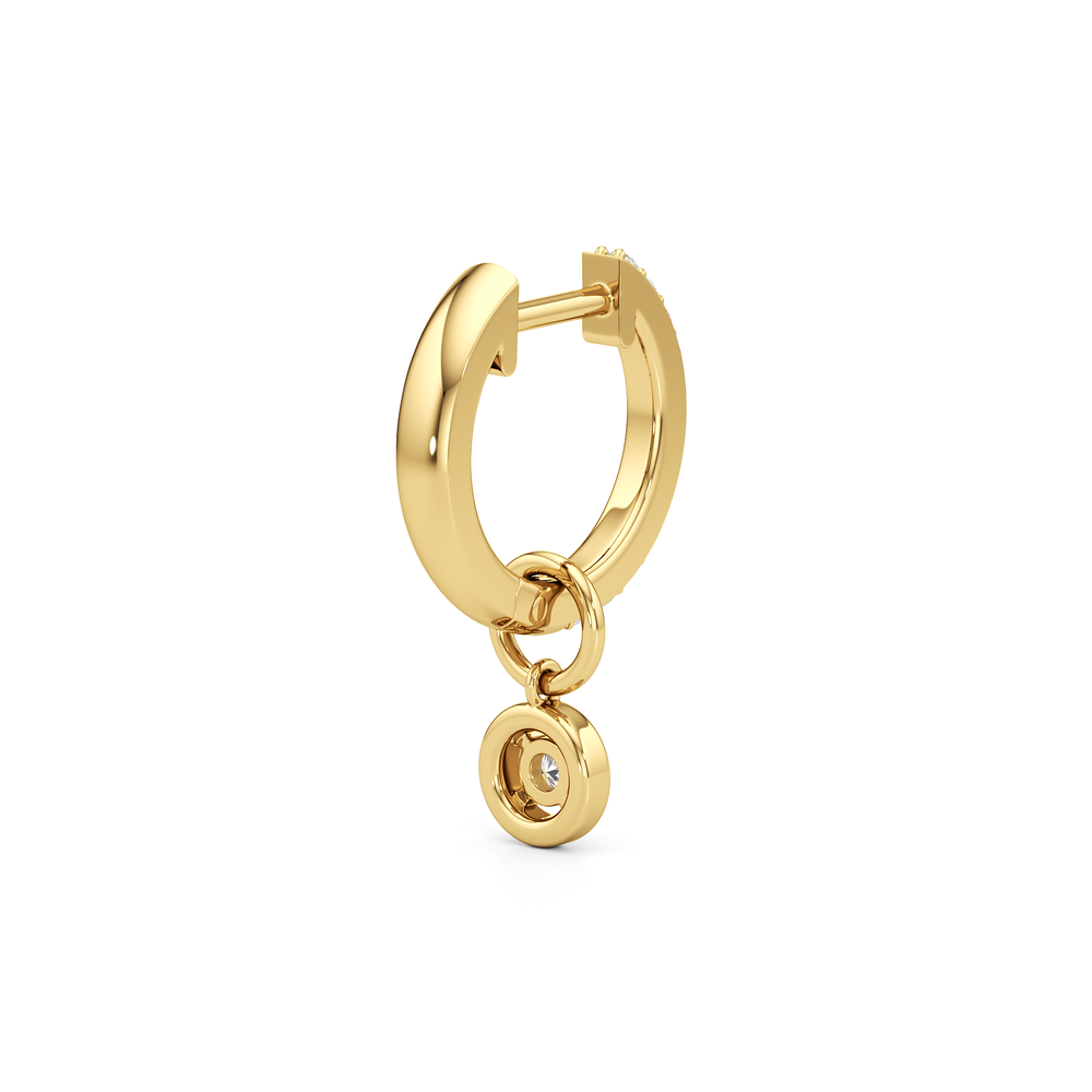 The Leni Drop Huggies with 18K Yellow Gold Vermeil / Lab / 1/4 Cut Diamond in 14KT 18K Yellow Gold Vermeil / Lab / 1/4 view 5

