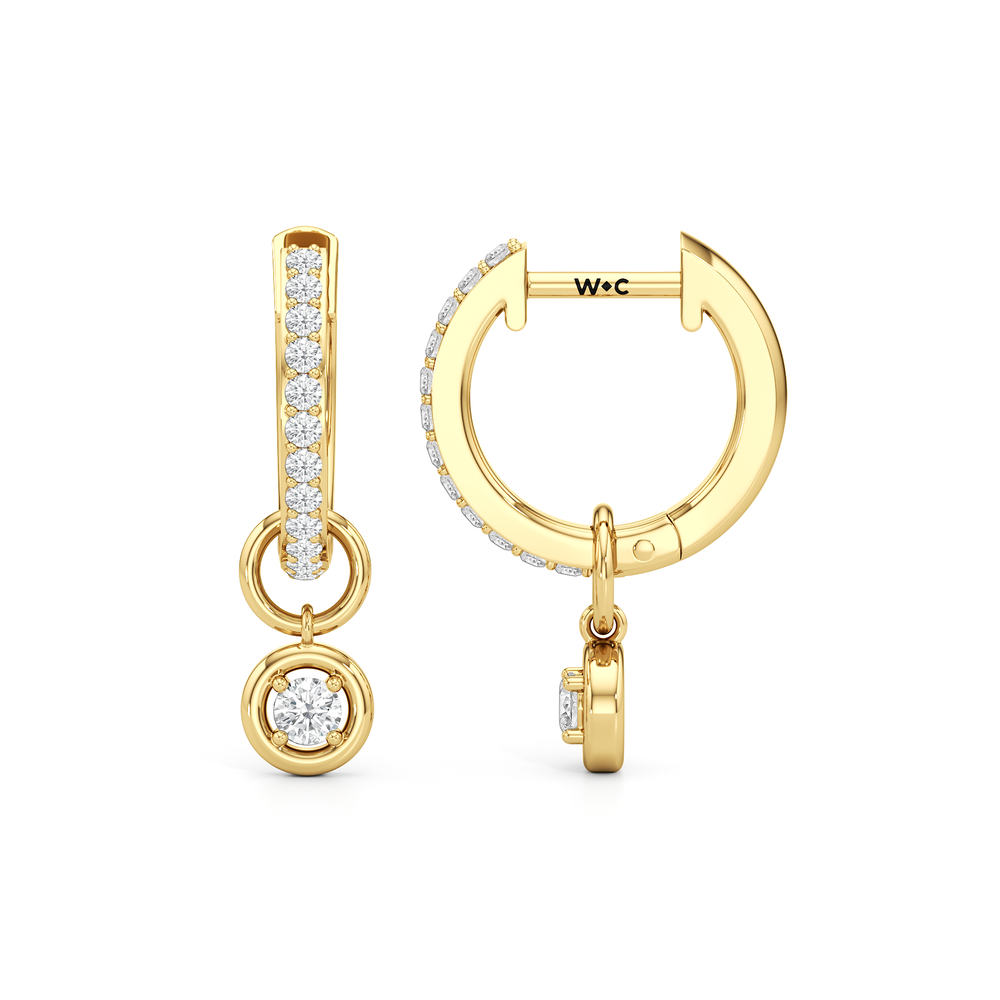 The Leni Drop Huggies with 18K Yellow Gold Vermeil / Lab / 1/4 Cut Diamond in 14KT 18K Yellow Gold Vermeil / Lab / 1/4 view 6
