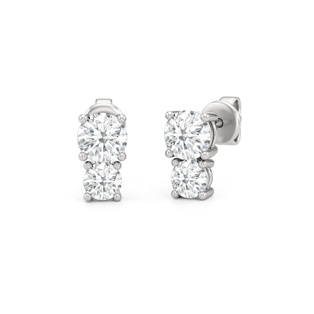 The Tessa Duo Studs with 14KT White Gold / Lab / 1 Cut Diamond in 14KT White Gold / Lab / 1 view 1
