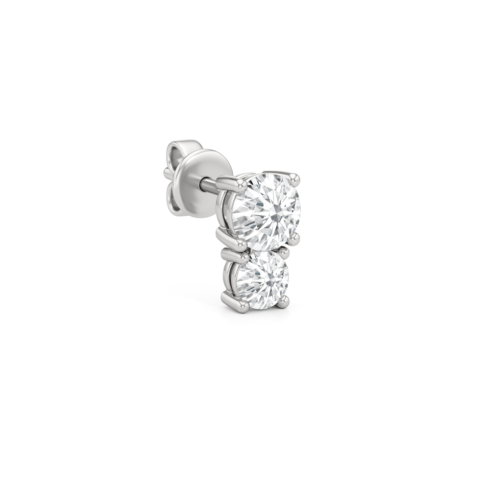The Tessa Duo Studs with 14KT White Gold / Lab / 1 Cut Diamond in 14KT White Gold / Lab / 1 view 4
