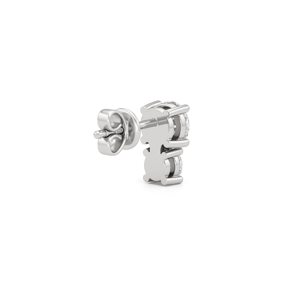 The Tessa Duo Studs with 14KT White Gold / Lab / 1 Cut Diamond in 14KT White Gold / Lab / 1 view 5
