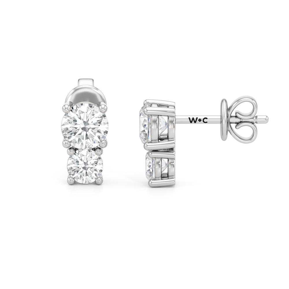 The Tessa Duo Studs with 14KT White Gold / Lab / 1 Cut Diamond in 14KT White Gold / Lab / 1 view 6
