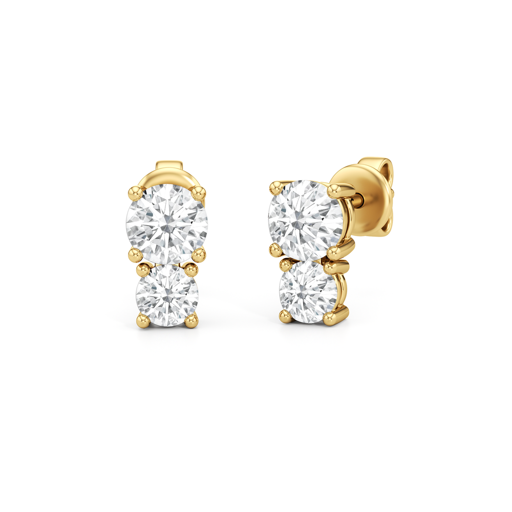 The Tessa Duo Studs with 14KT Yellow Gold / Lab / 1 Cut Diamond in 14KT Yellow Gold / Lab / 1 view 1

