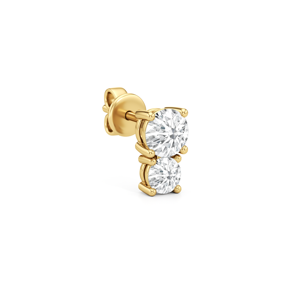 The Tessa Duo Studs with 14KT Yellow Gold / Lab / 1 Cut Diamond in 14KT Yellow Gold / Lab / 1 view 4
