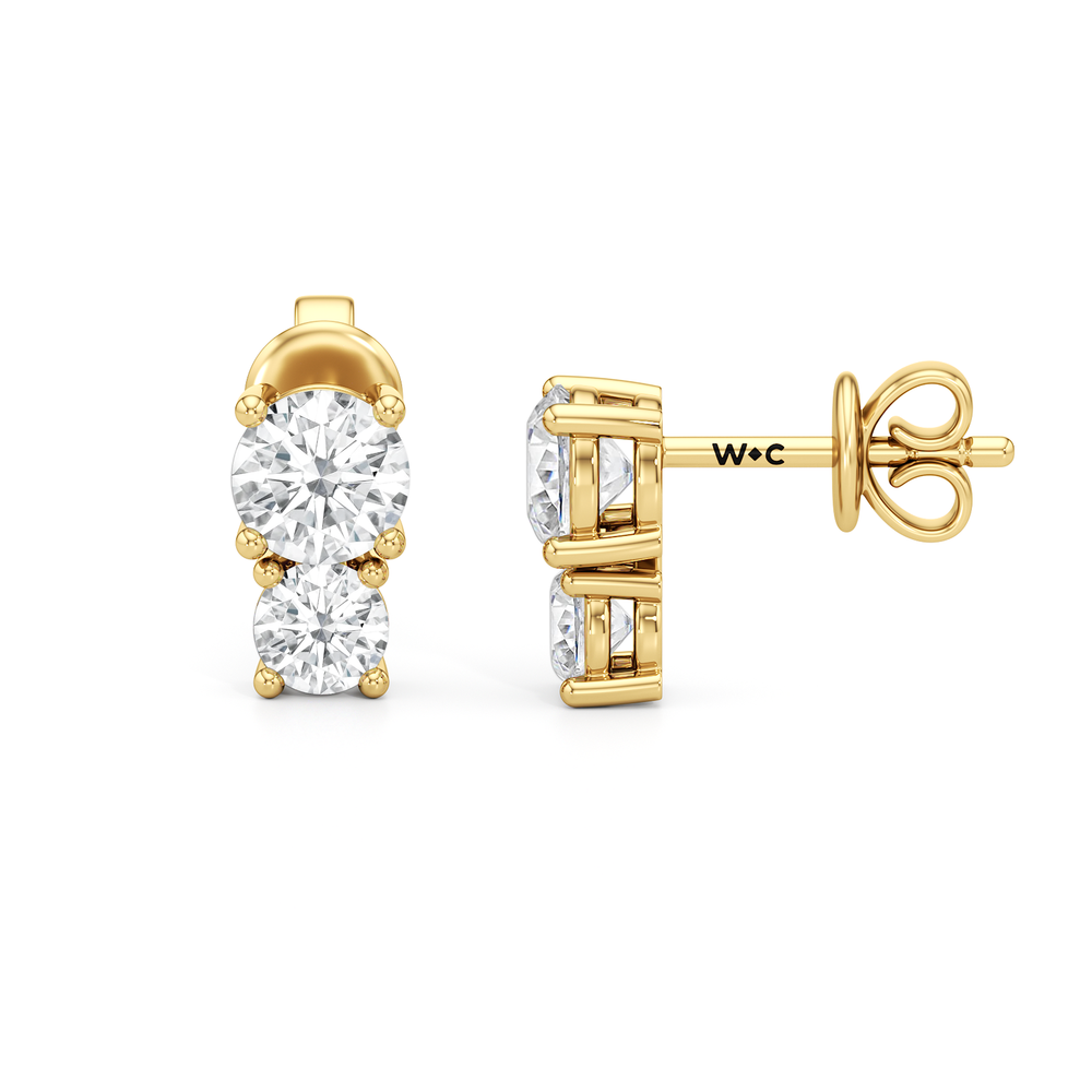 The Tessa Duo Studs with 14KT Yellow Gold / Lab / 1 Cut Diamond in 14KT Yellow Gold / Lab / 1 view 6
